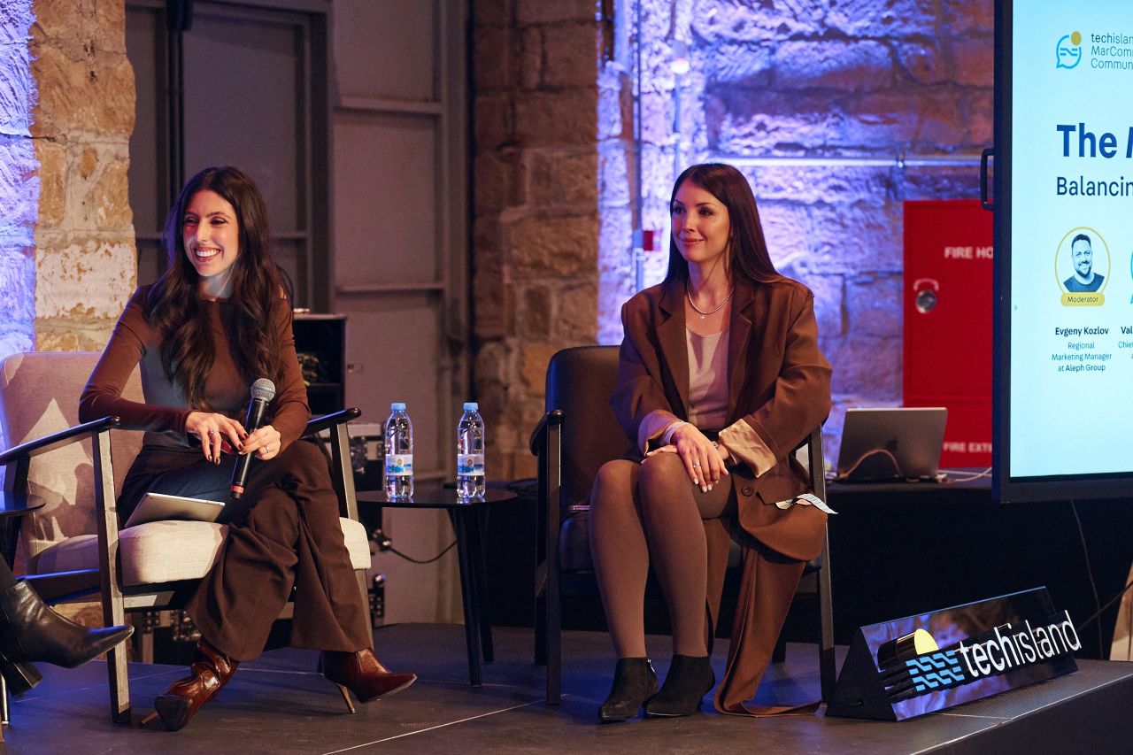 Pietra Flouri on the panel at the 7th TechIsland MarComms Community Meetup